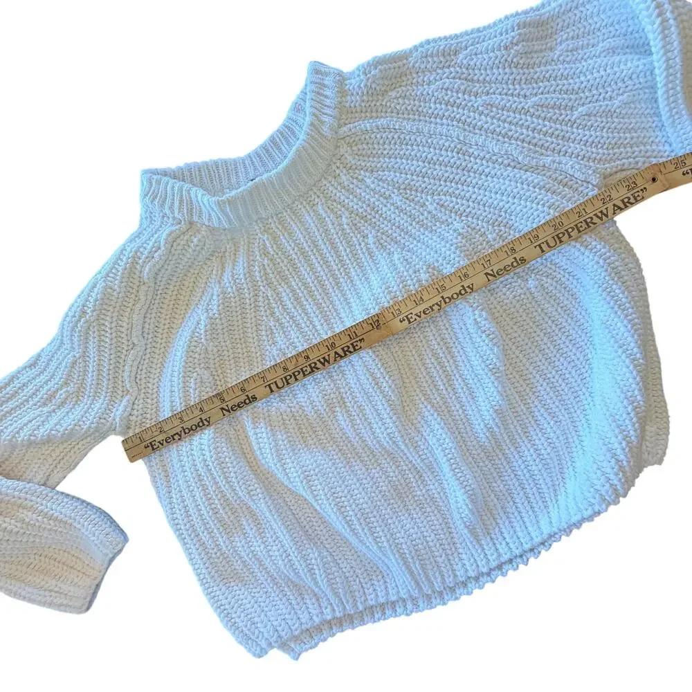 Free People Take‎ me home Sweater Size Small White Waffle Knit Oversized
